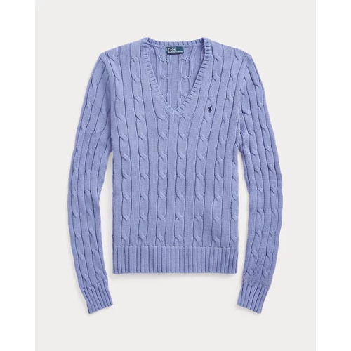 폴로 랄프로렌 Cable-Knit Cotton V-Neck Sweater