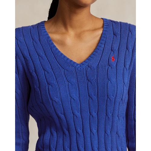 폴로 랄프로렌 Cable-Knit Cotton V-Neck Sweater