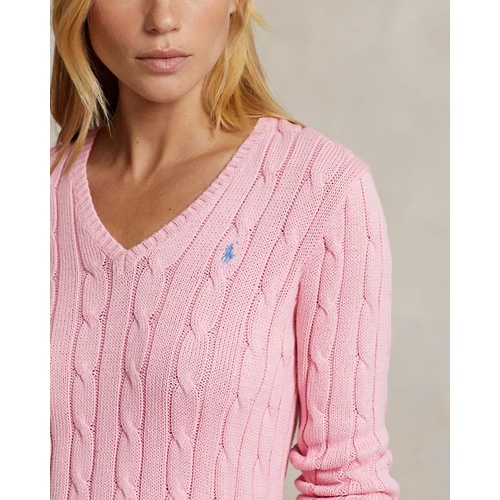 폴로 랄프로렌 Cable-Knit Cotton V-Neck Sweater