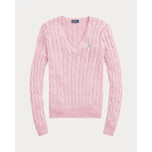 폴로 랄프로렌 Cable-Knit Cotton V-Neck Sweater