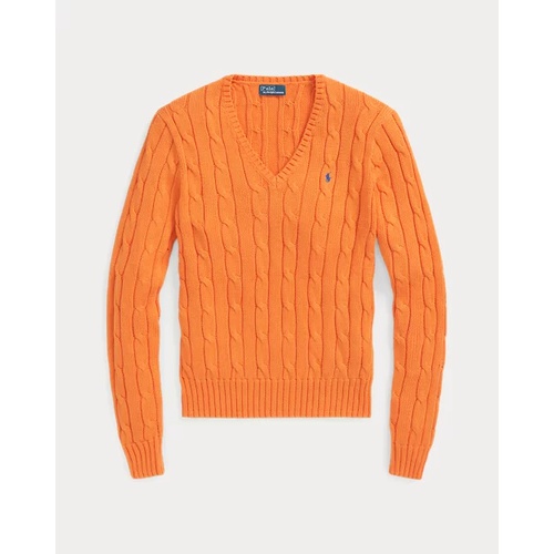 폴로 랄프로렌 Cable-Knit Cotton V-Neck Sweater