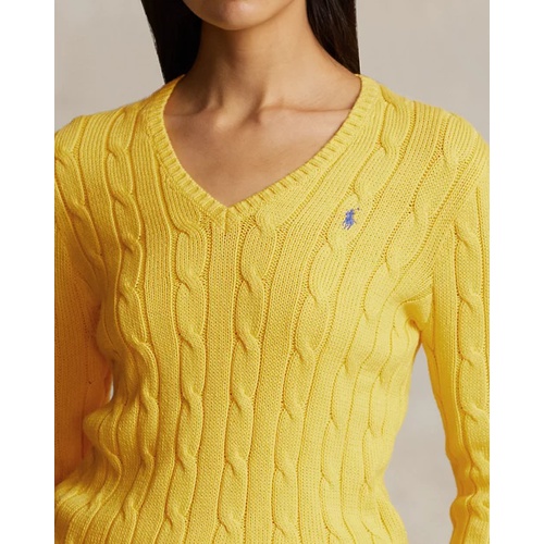 폴로 랄프로렌 Cable-Knit Cotton V-Neck Sweater