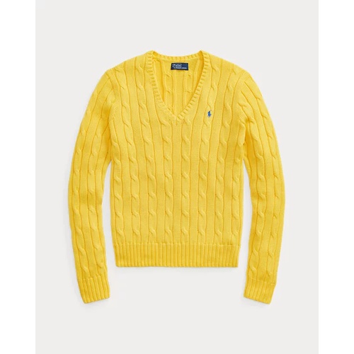 폴로 랄프로렌 Cable-Knit Cotton V-Neck Sweater