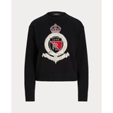 Intarsia-Knit Crest Cotton Sweater