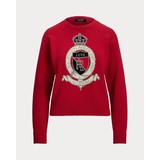 Intarsia-Knit Crest Cotton Sweater