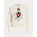 Intarsia-Knit Crest Cotton Sweater