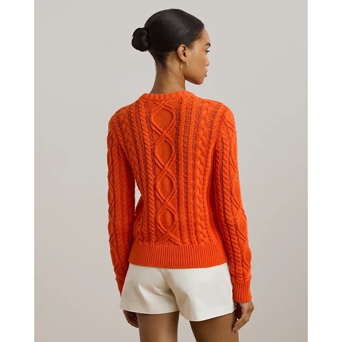 폴로 랄프로렌 Aran-Knit Cotton-Blend Crewneck Sweater