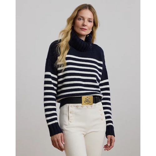 폴로 랄프로렌 Striped Wool-Blend Turtleneck Sweater