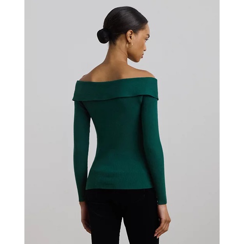 폴로 랄프로렌 Rib-Knit Off-the-Shoulder Sweater