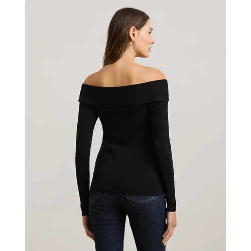 폴로 랄프로렌 Rib-Knit Off-the-Shoulder Sweater