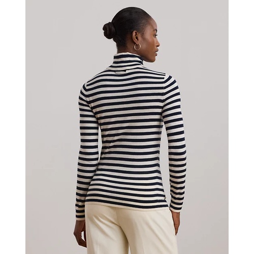 폴로 랄프로렌 Striped Silk-Blend Turtleneck Sweater