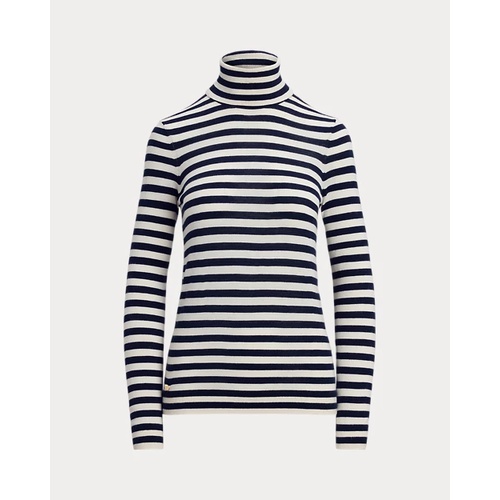 폴로 랄프로렌 Striped Silk-Blend Turtleneck Sweater