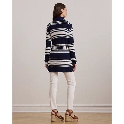 폴로 랄프로렌 Striped Belted Cotton-Blend Cardigan