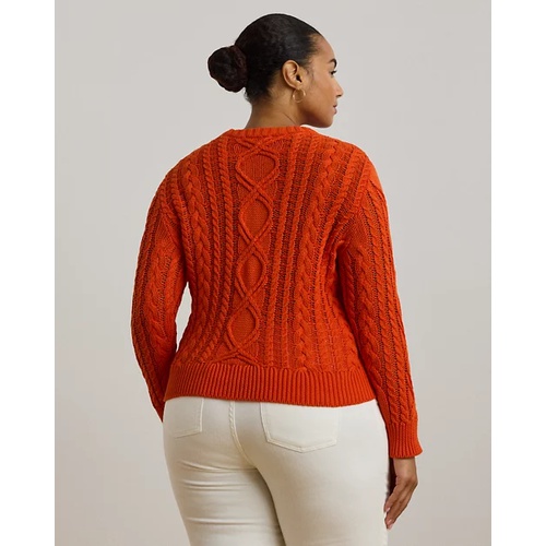 폴로 랄프로렌 Aran-Knit Cotton-Blend Crewneck Sweater