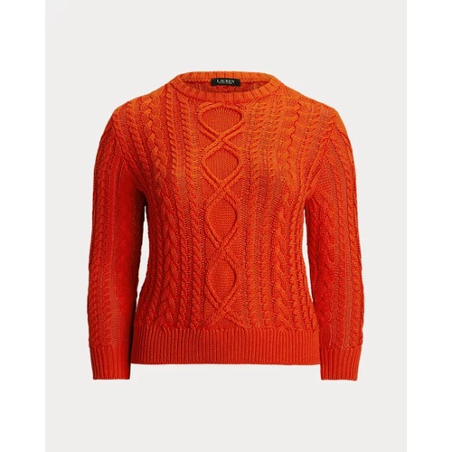 폴로 랄프로렌 Aran-Knit Cotton-Blend Crewneck Sweater