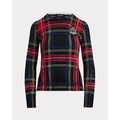 Checked Plaid Beaded-Crest Sweater