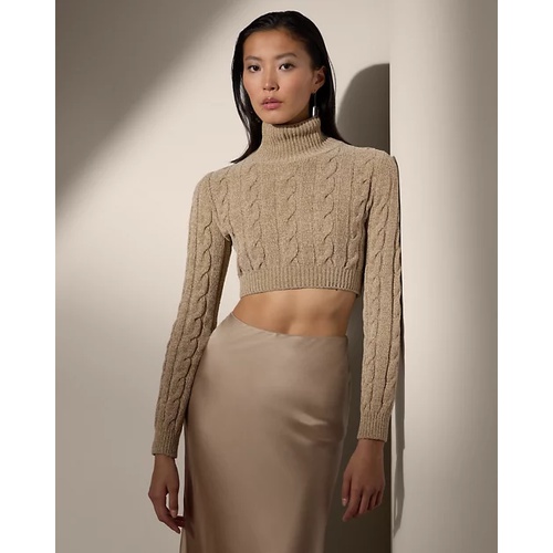 폴로 랄프로렌 Silk-Blend Cropped Turtleneck Sweater