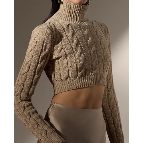 폴로 랄프로렌 Silk-Blend Cropped Turtleneck Sweater