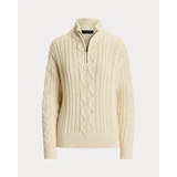 Aran-Knit Cotton Quarter-Zip Pullover