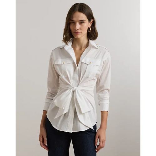 폴로 랄프로렌 Tie-Front Cotton-Blend Shirt