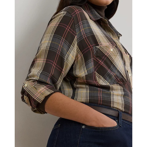 폴로 랄프로렌 Relaxed Fit Plaid Roll-Tab-Sleeve Shirt