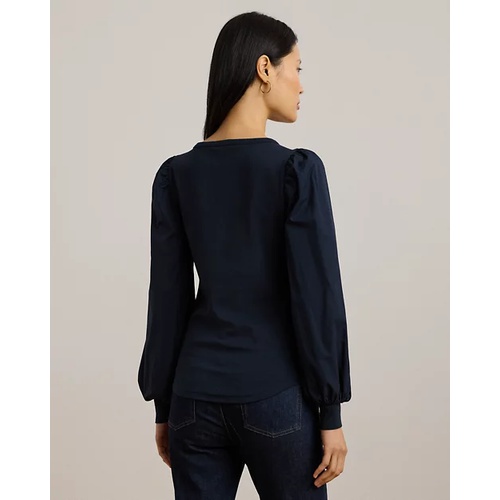 폴로 랄프로렌 Stretch Cotton Puff-Sleeve Henley Top