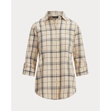 Relaxed Fit Plaid Roll-Tab-Sleeve Shirt