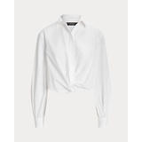 Twist-Front Broadcloth Cropped Shirt