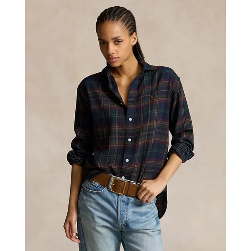 폴로 랄프로렌 Relaxed Fit Plaid Cotton-Blend Shirt