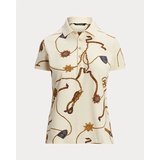 Belting-Print Stretch Pique Polo Shirt