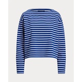 Striped Cotton Jersey Boatneck Top