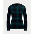 Plaid Stretch Cotton Long-Sleeve Tee