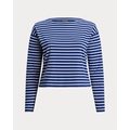 Striped Cotton Jersey Boatneck Top