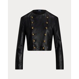 Double-Breasted Leather Cropped Jacket