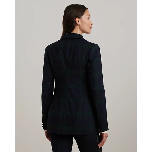 폴로 랄프로렌 Plaid Satin-Trim Double-Breasted Blazer