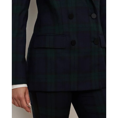 폴로 랄프로렌 Plaid Satin-Trim Double-Breasted Blazer