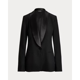 Satin-Trim Crepe Blazer