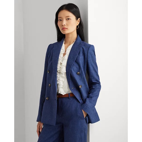 폴로 랄프로렌 Pinstripe Double-Breasted Linen Blazer