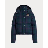 Plaid Beaded-Crest Down Coat