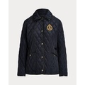 Faux-Leather-Trim Crest-Patch Jacket