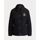 Faux-Leather-Trim Crest-Patch Jacket