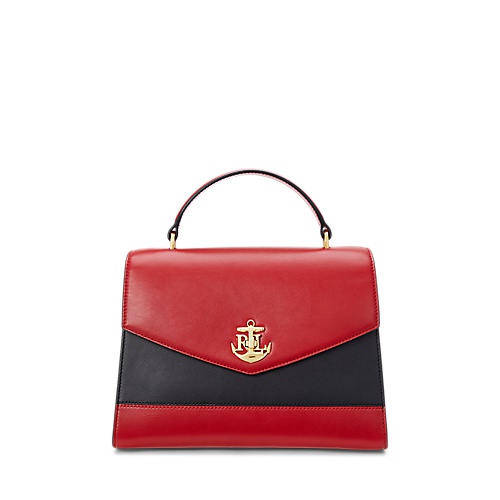 폴로 랄프로렌 Two-Tone Leather Medium Farrah Satchel