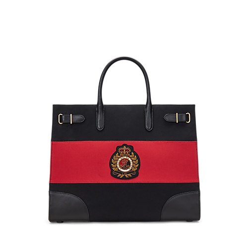 폴로 랄프로렌 Two-Tone Canvas Large Devyn Tote Bag