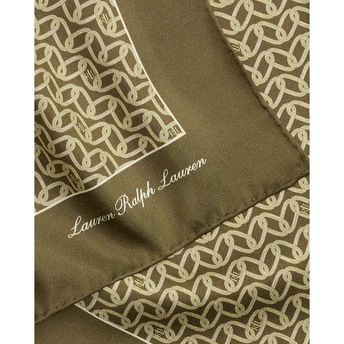 폴로 랄프로렌 Logo Chain-Print Silk Twill Square Scarf