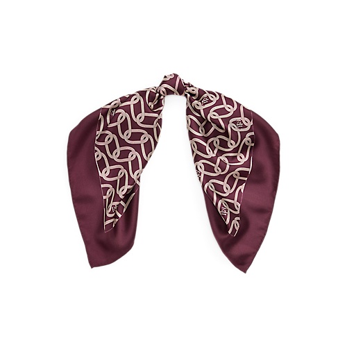 폴로 랄프로렌 Logo Chain-Print Silk Twill Square Scarf