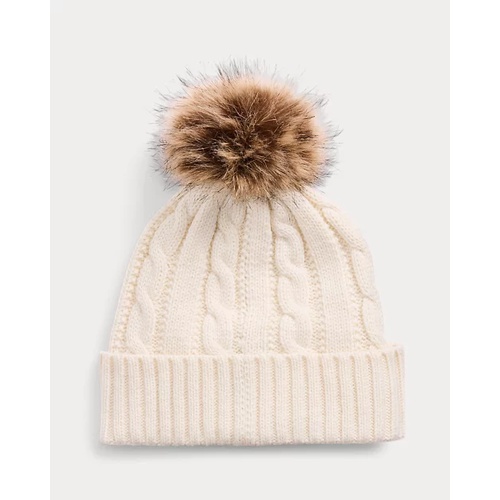 폴로 랄프로렌 Crest-Patch Pom-Pom Cable-Knit Beanie