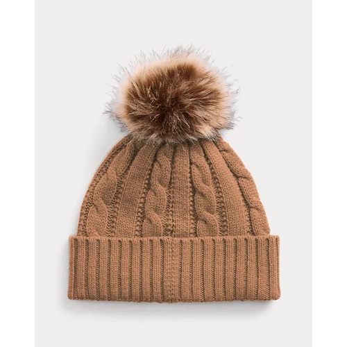 폴로 랄프로렌 Crest-Patch Pom-Pom Cable-Knit Beanie