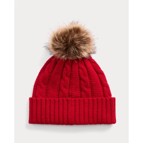 폴로 랄프로렌 Crest-Patch Pom-Pom Cable-Knit Beanie