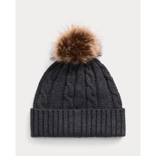 폴로 랄프로렌 Crest-Patch Pom-Pom Cable-Knit Beanie