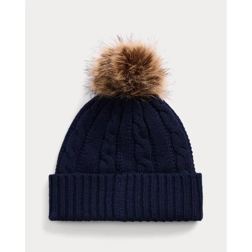 폴로 랄프로렌 Crest-Patch Pom-Pom Cable-Knit Beanie